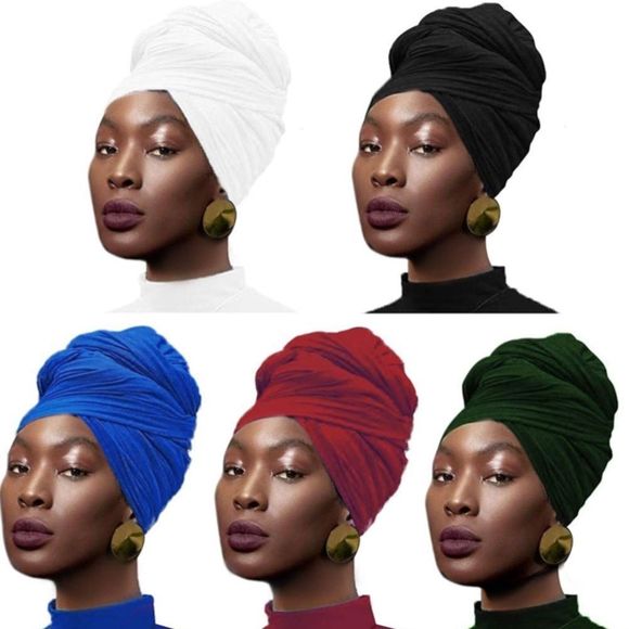 Pieces Stretch Jersey Turban Head Wrap Knit Headwraps​​​ - Main Image
